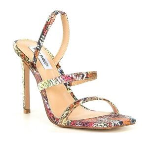 Steve Madden Gracey Rainbow Snake Square Toe Open Toe Stiletto Dress Sandals